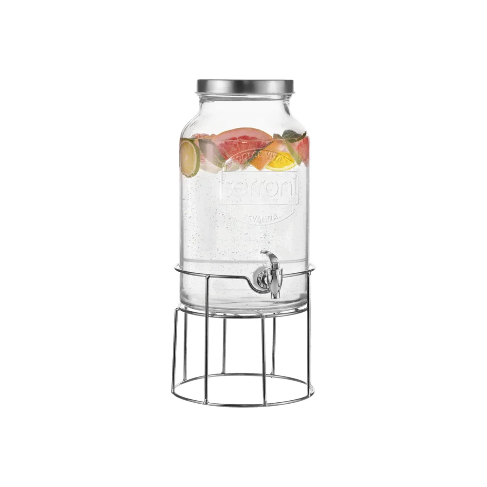 Serroni drink dispenser with tap and stand