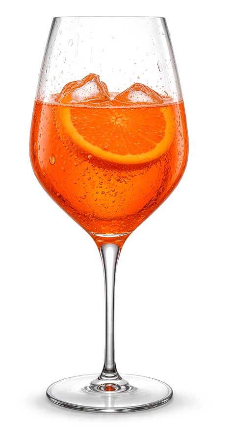 Aperol Spritz in our red wine glass