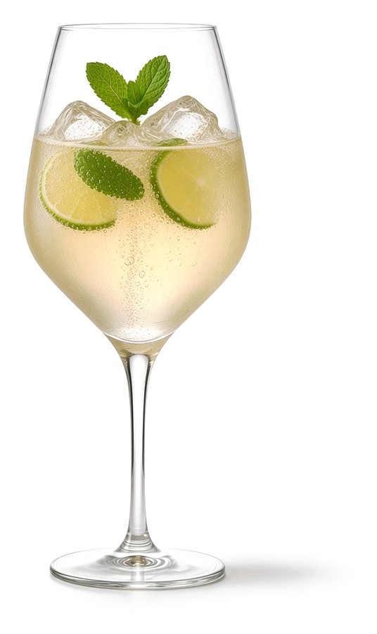 Hugo Spritz in our white wine glass