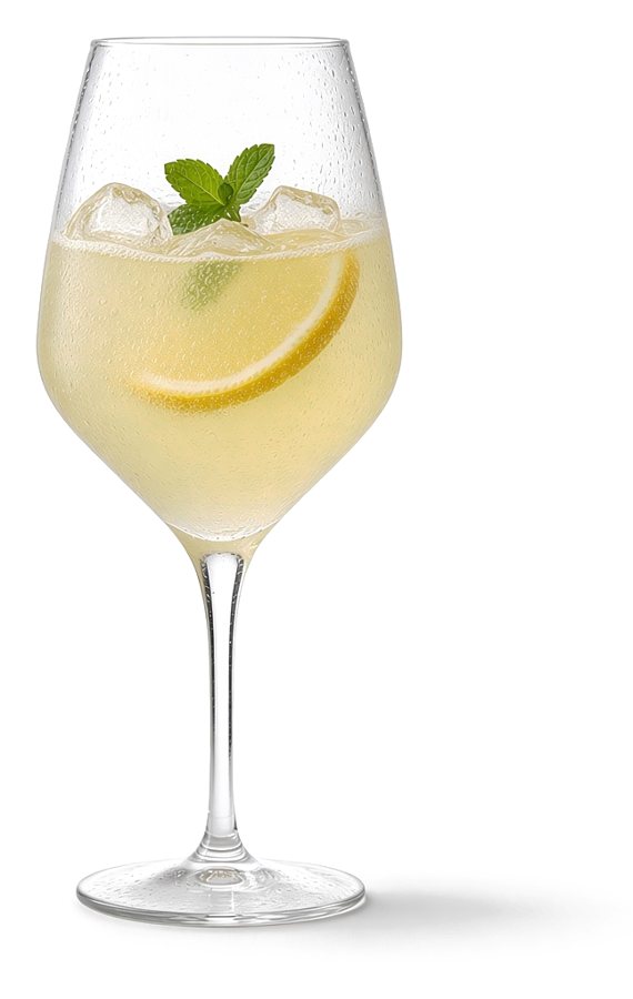Limoncello Spritz in our white wine glass
