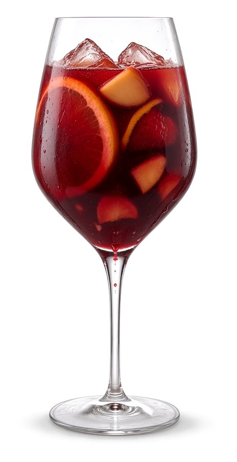 Red Sangria in our red wine glass